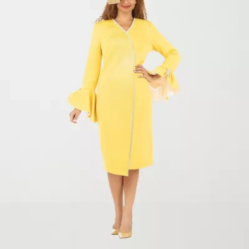 Giovanna Signature Womens Long Sleeve Embellished Shift Dress