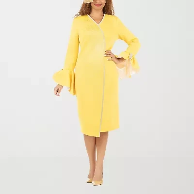 Giovanna Signature Womens Long Sleeve Embellished Shift Dress