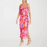Morgan & Co. Womens Sleeveless Floral Midi Juniors Slip Dress