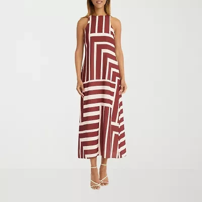 Clover And Sloane Womens Sleeveless Geo Linear Maxi Dress