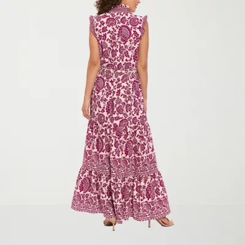 London Style Womens Sleeveless Floral Maxi Dress