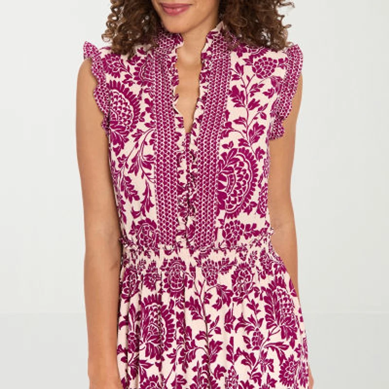 London Style Womens Sleeveless Floral Maxi Dress