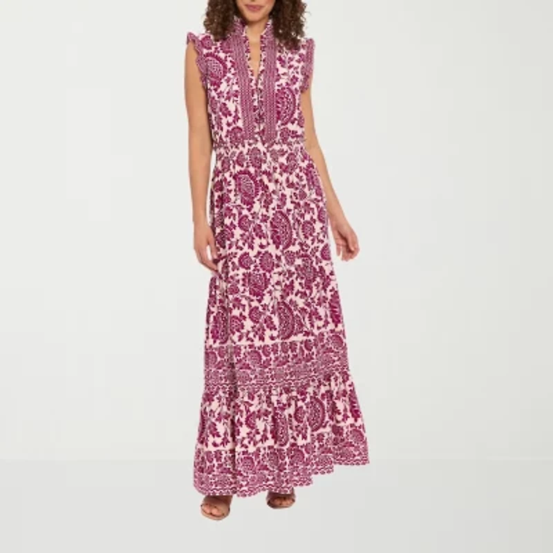 London Style Womens Sleeveless Floral Maxi Dress