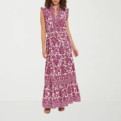London Style Womens Sleeveless Floral Maxi Dress