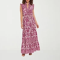London Style Womens Sleeveless Floral Maxi Dress