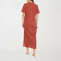London Times Womens Short Sleeve Maxi Dress