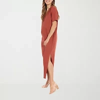 London Times Womens Short Sleeve Maxi Dress