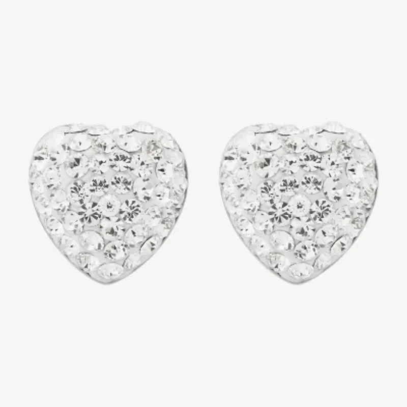 Limited Quantities! Crystal Sterling Silver 12.4mm Heart Stud Earrings