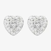 Limited Quantities! Crystal Sterling Silver 12.4mm Heart Stud Earrings