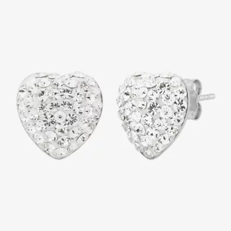 Limited Quantities! Crystal Sterling Silver 12.4mm Heart Stud Earrings