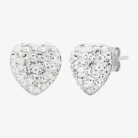 Limited Quantities! Crystal Sterling Silver 12.4mm Heart Stud Earrings
