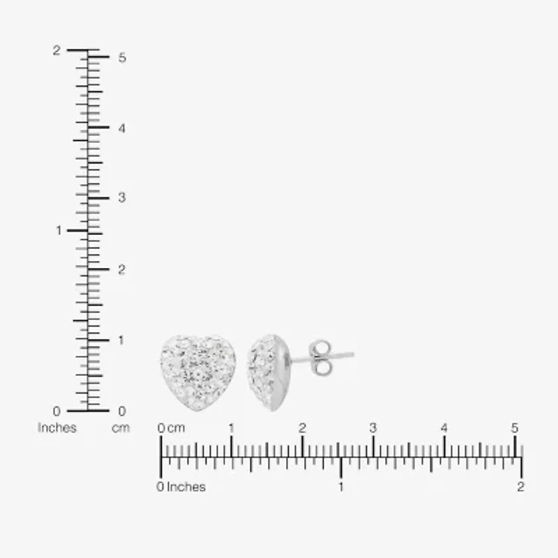 Limited Quantities! Crystal Sterling Silver 12.4mm Heart Stud Earrings
