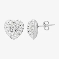 Limited Quantities! Crystal Sterling Silver 12.4mm Heart Stud Earrings