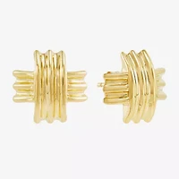 24K Gold Over Silver 15mm Cross Stud Earrings
