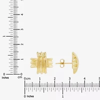 24K Gold Over Silver 15mm Cross Stud Earrings