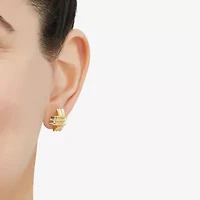 24K Gold Over Silver 15mm Cross Stud Earrings