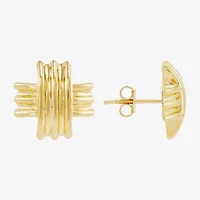 24K Gold Over Silver 15mm Cross Stud Earrings