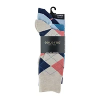 Gold Toe Carlyle Argyle Mens 3 Pair Crew Socks