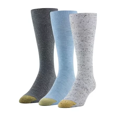 Gold Toe Diamond Texture 3 Pair Crew Socks Mens