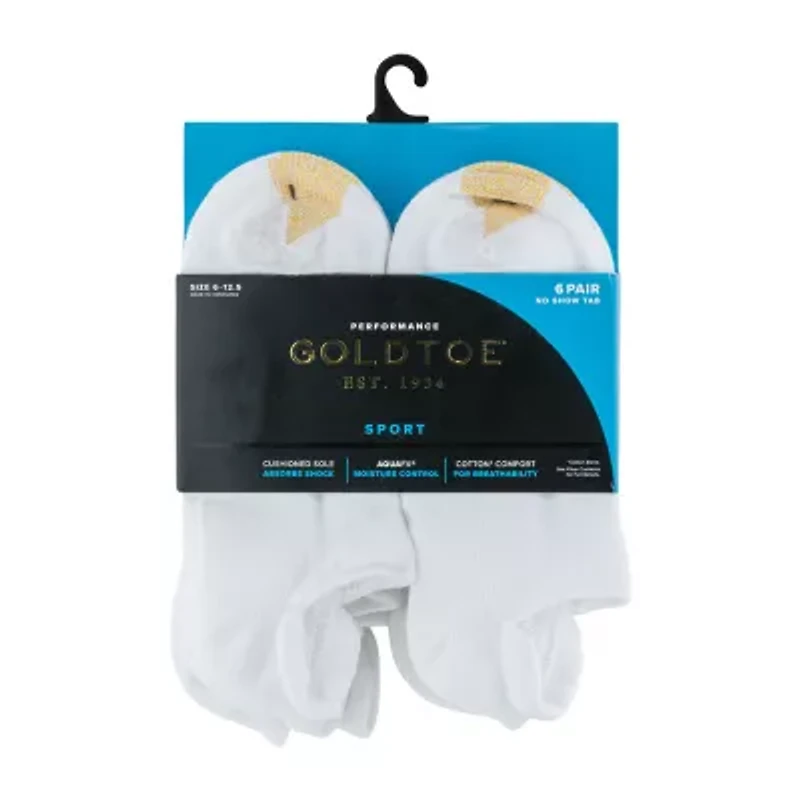 Gold Toe Heel Tab Mens Multi-Pack 6 Pair No Show Socks