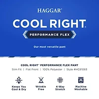 Haggar Cool Right Performance Flex Mens Comfort Waistband Slim Fit Flat Front Pant