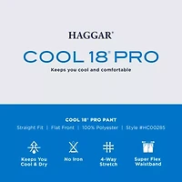 Haggar Cool 18 Pro Mens Comfort Waistband Straight Fit Flat Front Pant