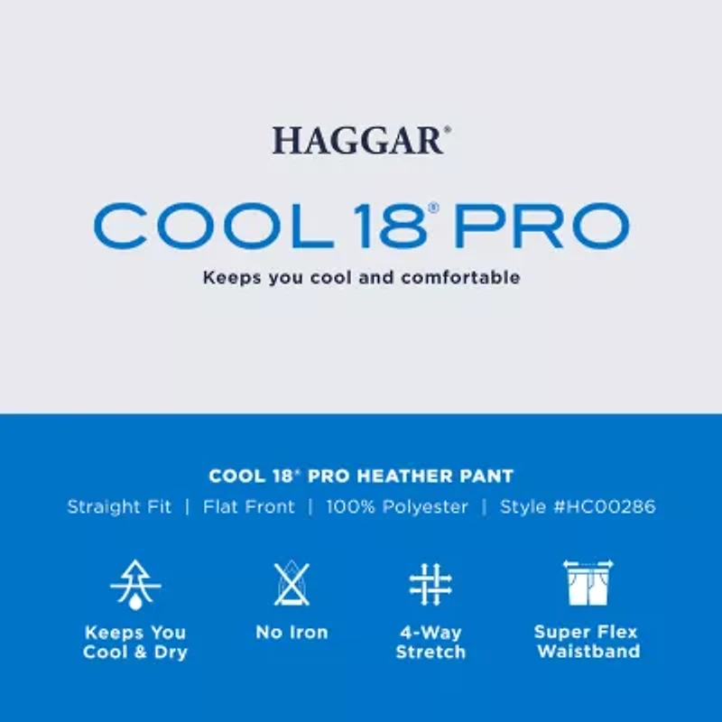 Haggar Cool 18 Pro Mens Straight Fit Flat Front Pant