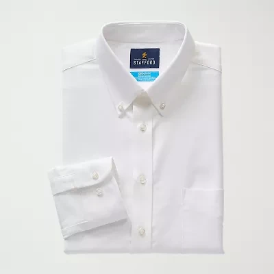 Stafford Coolmax All Season Ecomade Oxford Mens Regular Fit Stretch Fabric Wrinkle Free Long Sleeve Dress Shirt