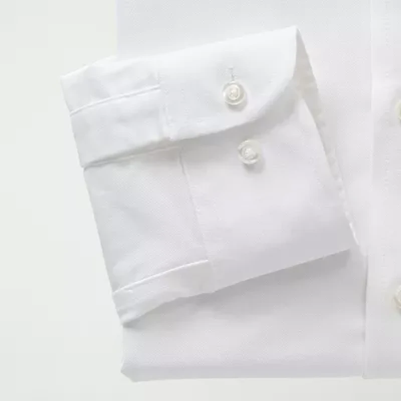 Stafford Coolmax All Season Ecomade Oxford Mens Regular Fit Stretch Fabric Wrinkle Free Long Sleeve Dress Shirt