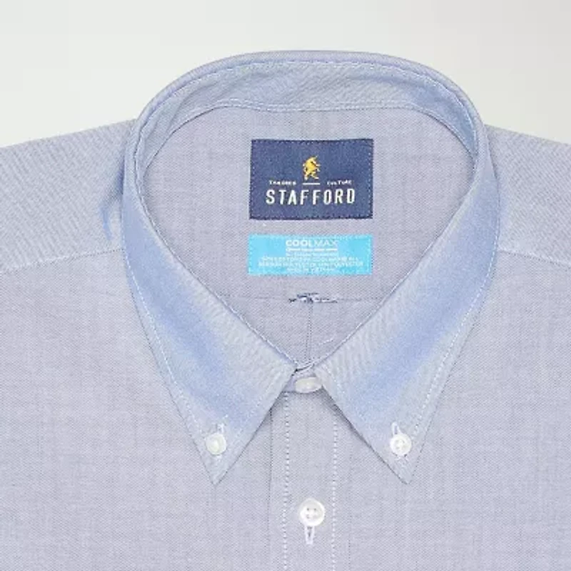Stafford Coolmax All Season Ecomade Oxford Mens Regular Fit Stretch Fabric Wrinkle Free Long Sleeve Dress Shirt