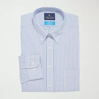 Stafford Coolmax All Season Oxford Mens Regular Fit Stretch Fabric Wrinkle Free Long Sleeve Dress Shirt