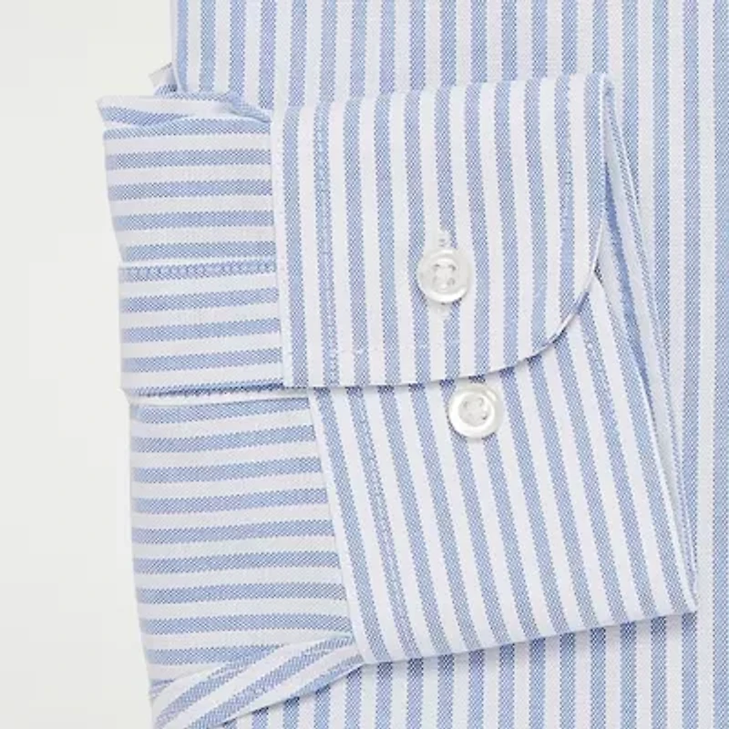 Stafford Coolmax All Season Oxford Mens Regular Fit Stretch Fabric Wrinkle Free Long Sleeve Dress Shirt