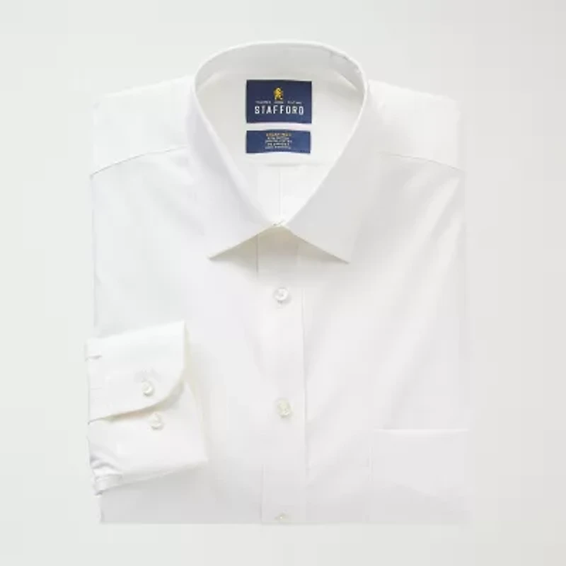 Stafford Smart Tech Mens Regular Fit Stretch Fabric Wrinkle Free Long Sleeve Dress Shirt