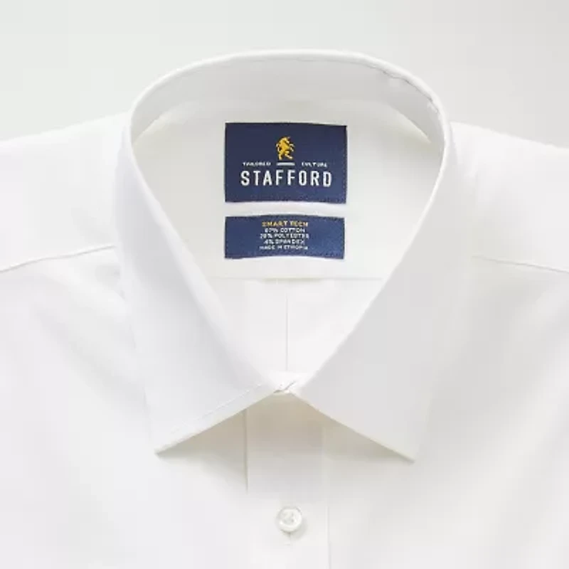 Stafford Smart Tech Mens Regular Fit Stretch Fabric Wrinkle Free Long Sleeve Dress Shirt