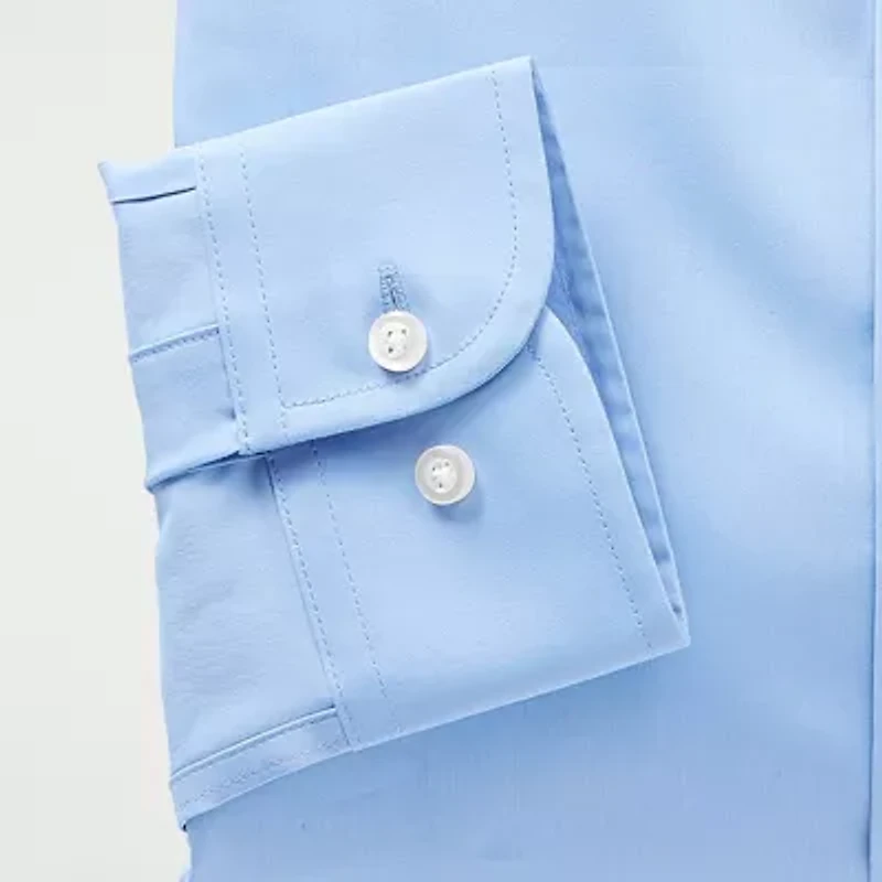 Stafford Smart Tech Mens Regular Fit Stretch Fabric Wrinkle Free Long Sleeve Dress Shirt