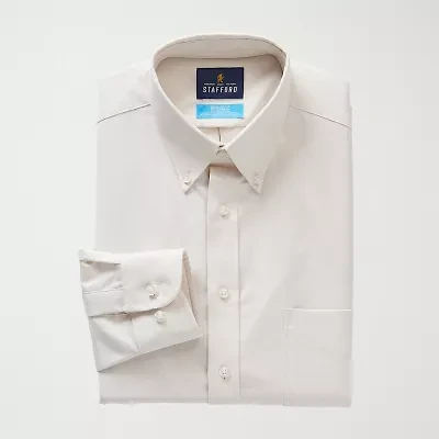 Stafford Coolmax All Season Oxford Mens Regular Fit Stretch Fabric Wrinkle Free Long Sleeve Dress Shirt