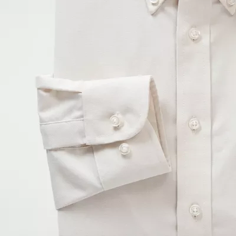 Stafford Coolmax All Season Oxford Mens Regular Fit Stretch Fabric Wrinkle Free Long Sleeve Dress Shirt