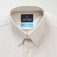 Stafford Coolmax All Season Oxford Mens Regular Fit Stretch Fabric Wrinkle Free Long Sleeve Dress Shirt