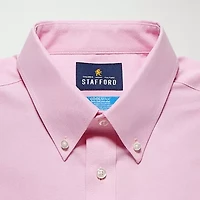 Stafford Coolmax All Season Ecomade Oxford Mens Regular Fit Stretch Fabric Wrinkle Free Long Sleeve Dress Shirt