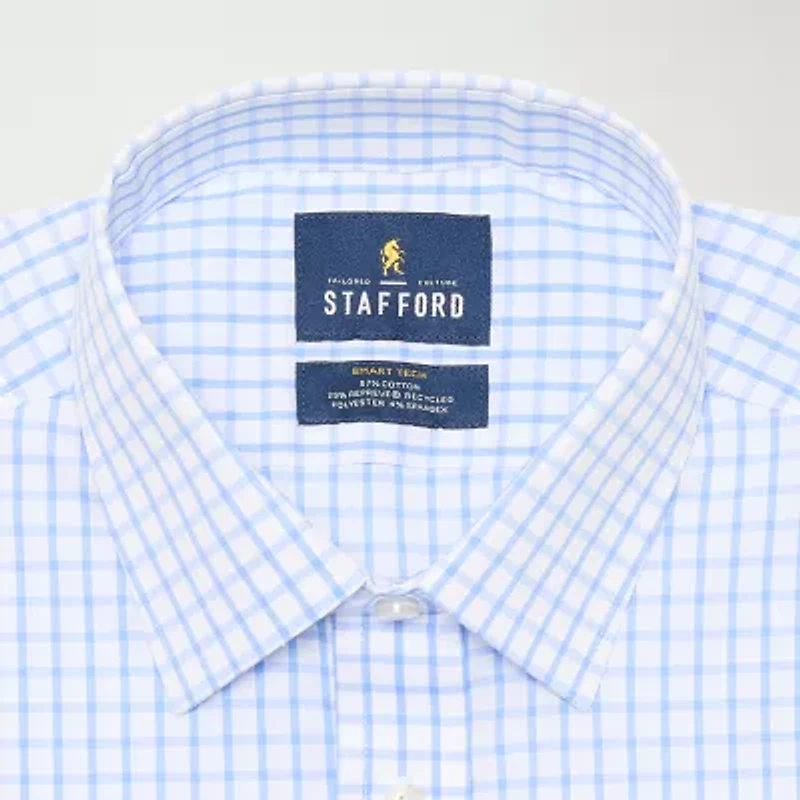 Stafford Smart Tech Mens Slim Fit Stretch Fabric Wrinkle Free Long Sleeve Dress Shirt