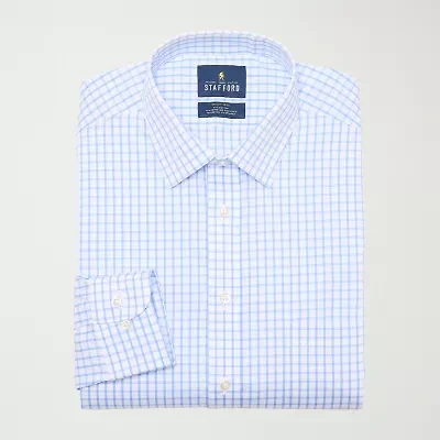 Stafford Smart Tech Mens Slim Fit Stretch Fabric Wrinkle Free Long Sleeve Dress Shirt
