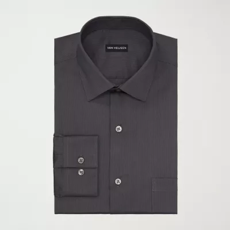 Van Heusen Everyday Defense Stain Shield Mens Regular Fit Stretch Fabric Wrinkle Free Long Sleeve Dress Shirt