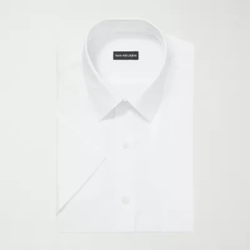 Van Heusen Poplin Mens Regular Fit Easy Care Short Sleeve Dress Shirt