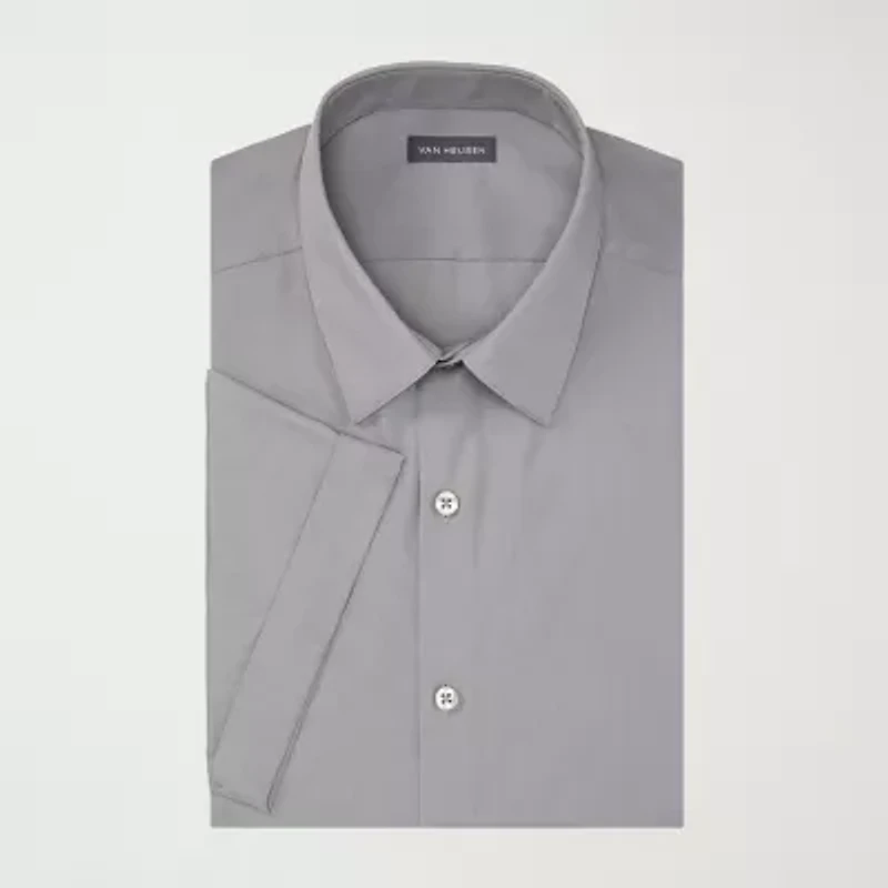 Van Heusen Easy Care Poplin Mens Regular Fit Short Sleeve Dress Shirt