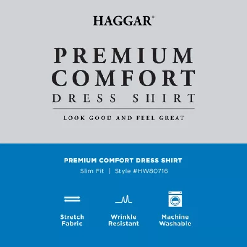 Haggar Mens Slim Fit Long Sleeve Dress Shirt