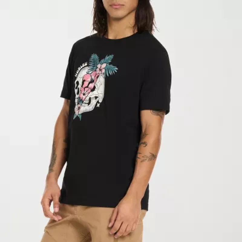 Hurley Mens Crew Neck Short Sleeve Regular Fit Graphic T-Shirt
