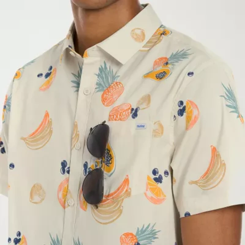 Hurley Mens Short Sleeve Regular Fit Button-Down Shirt