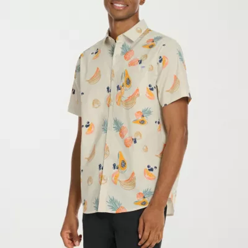 Hurley Mens Short Sleeve Regular Fit Button-Down Shirt