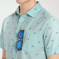 Hurley Mens Short Sleeve Regular Fit Button-Down Shirt