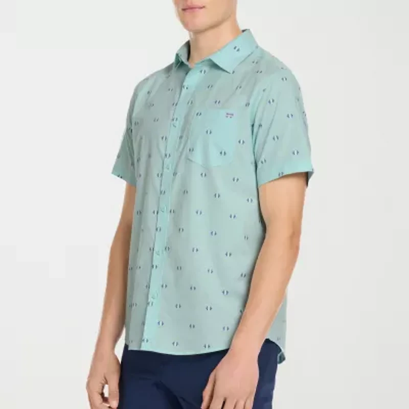 Hurley Mens Short Sleeve Regular Fit Button-Down Shirt
